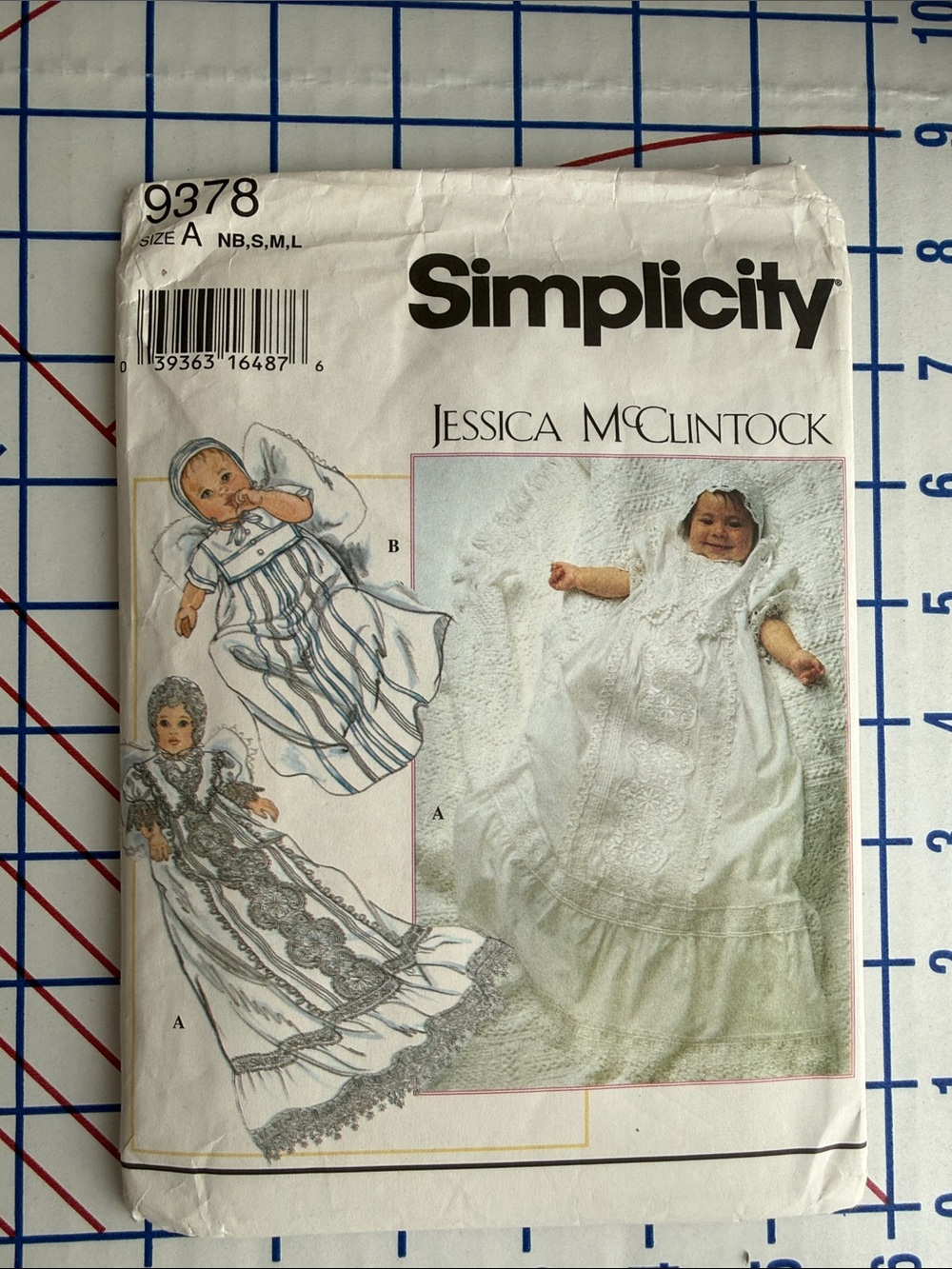 Vintage 1995 Simplicity 9378 Jessica McClintock Christening Gown Baby Pattern
